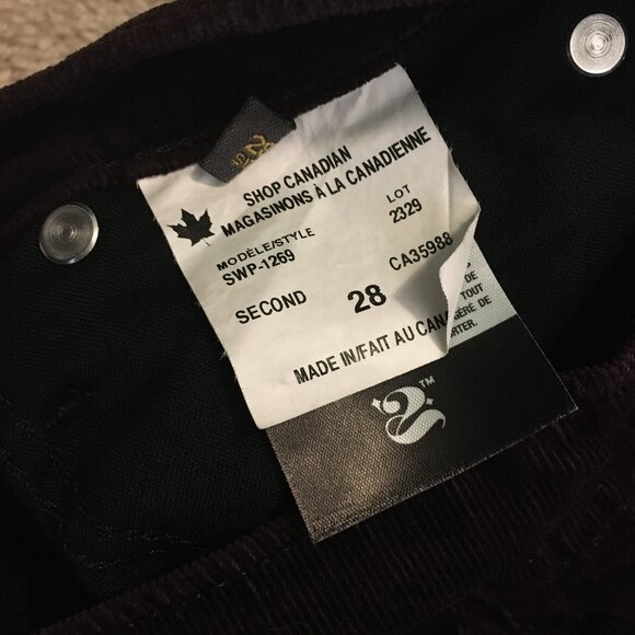 Second Yoga Canadian Made Wine Coloured Slim Fit Corduroy Pants - Picture 9 of 14
